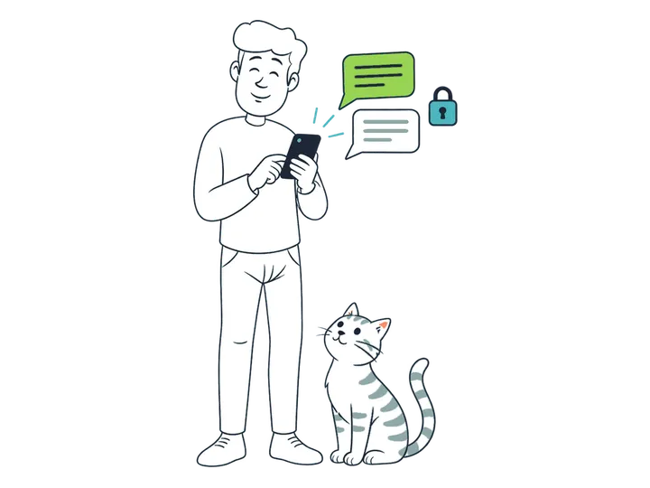 A volunteer receives an adoption request on their phone without their number being shown